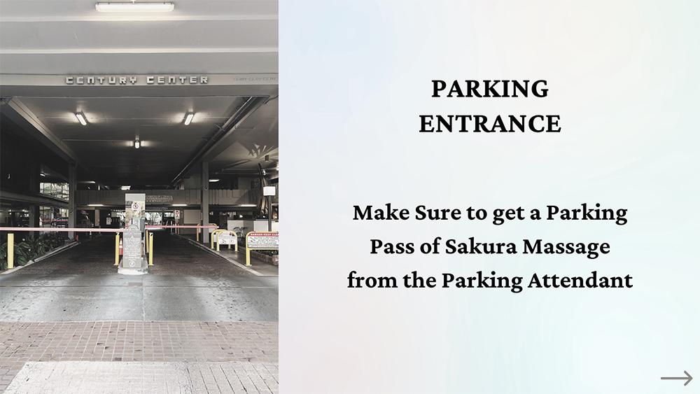 Sakura Massage and Spa parking direction step 2