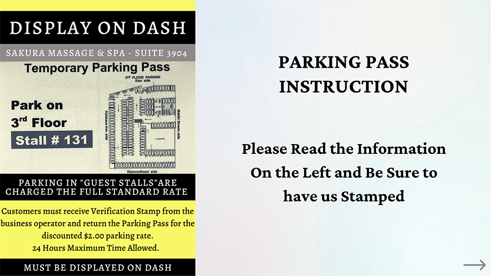 Sakura Massage and Spa parking direction step 3