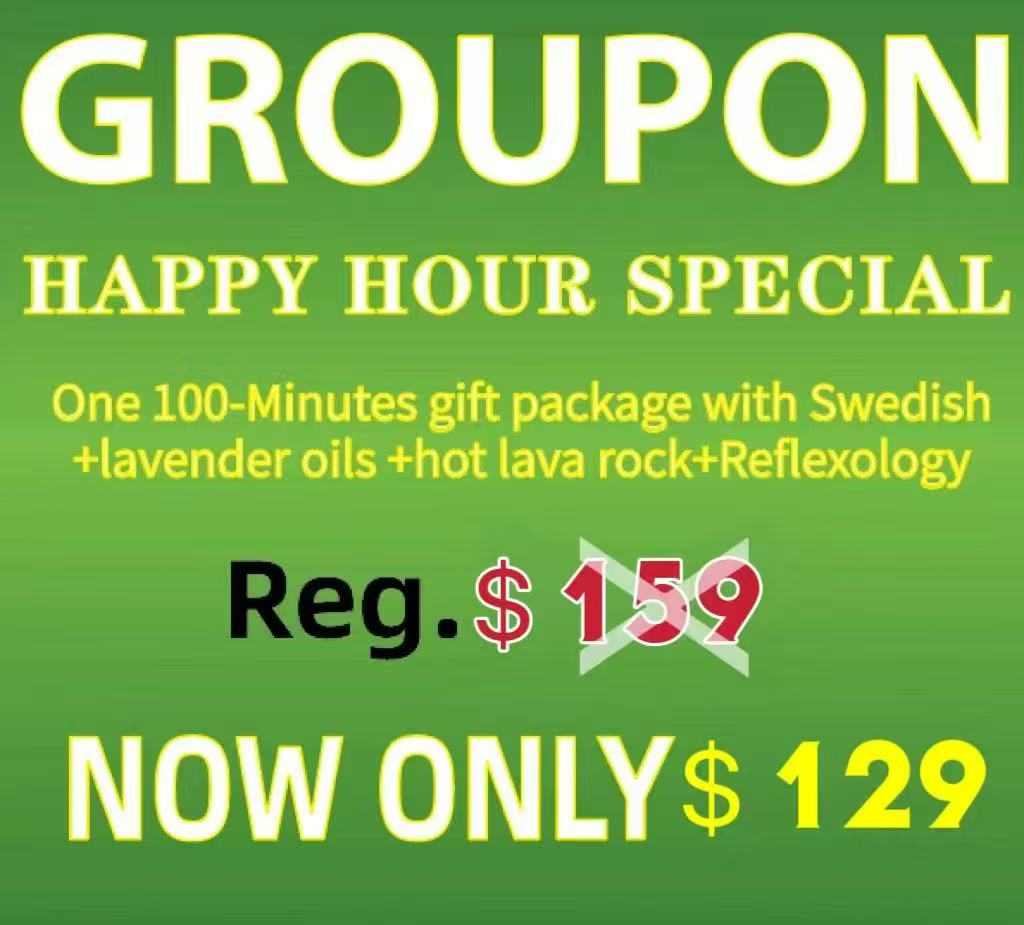 One 100-Minutes gift package - with Swedish+lavender oils+hot lava rock+Refology, special price $129
