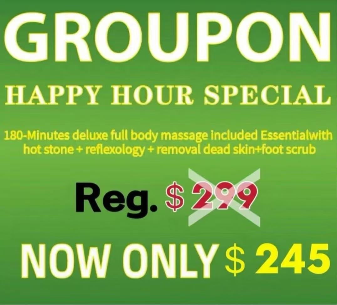180-Minutes deluxe full body massage, special price $245